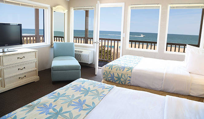 oceanfront view from guest room with 2 beds